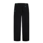 Dior Women Long Regular Jeans with Dior Clover Embroideries Black Cotton Twill