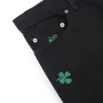 Dior Women Long Regular Jeans with Dior Clover Embroideries Black Cotton Twill
