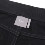 Dior Women Long Regular Jeans with Dior Clover Embroideries Black Cotton Twill
