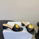 Dior Women Médaillon Buckle Heeled Slide Black Lambskin KCO695LAB