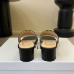 Dior Women Médaillon Buckle Heeled Slide Black Lambskin KCO695LAB