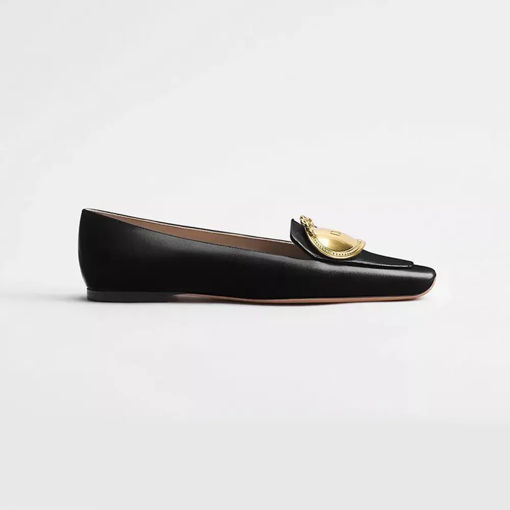 Dior Women Médaillon Buckle Loafer Black Lambskin KDF215LAB (1) Dior Women Médaillon Buckle Loafer Black Lambskin KDF215LAB