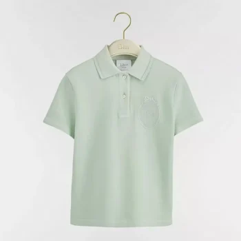 Dior Women Médaillon Embroidered Polo Shirt Green Cotton-Blend Piqué 623T16A4C95