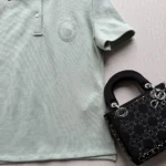 Dior Women Médaillon Embroidered Polo Shirt Green Cotton-Blend Piqué 623T16A4C95