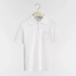 Dior Women Médaillon Embroidered Polo Shirt White Cotton-Blend Piqué 623T16A4C95