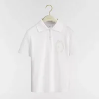 Dior Women Médaillon Embroidered Polo Shirt White Cotton-Blend Piqué 623T16A4C95