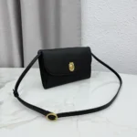 Dior Women Médaillon Envelope Pouch with Strap Black and Myosotis Blue Grained Calfskin