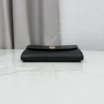 Dior Women Médaillon Envelope Pouch with Strap Black and Myosotis Blue Grained Calfskin