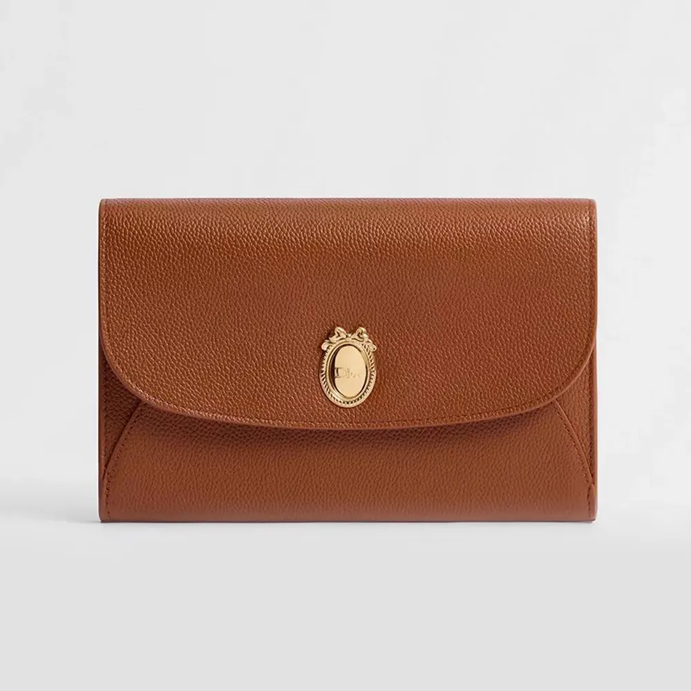 Dior Women Médaillon Envelope Pouch with Strap Marron Bobby and Lingerie Pink Grained Calfskin (1) Dior Women Médaillon Envelope Pouch with Strap Marron Bobby and Lingerie Pink Grained Calfskin