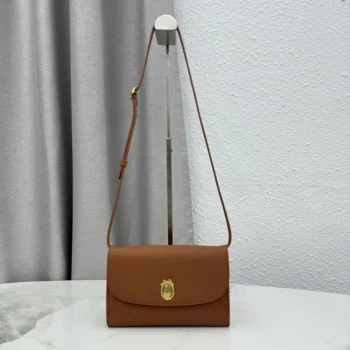 Dior Women Médaillon Envelope Pouch with Strap Marron Bobby and Lingerie Pink Grained Calfskin