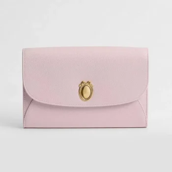 Dior Women Médaillon Envelope Pouch with Strap Rose Tendre and Gris Pietro Grained Calfskin