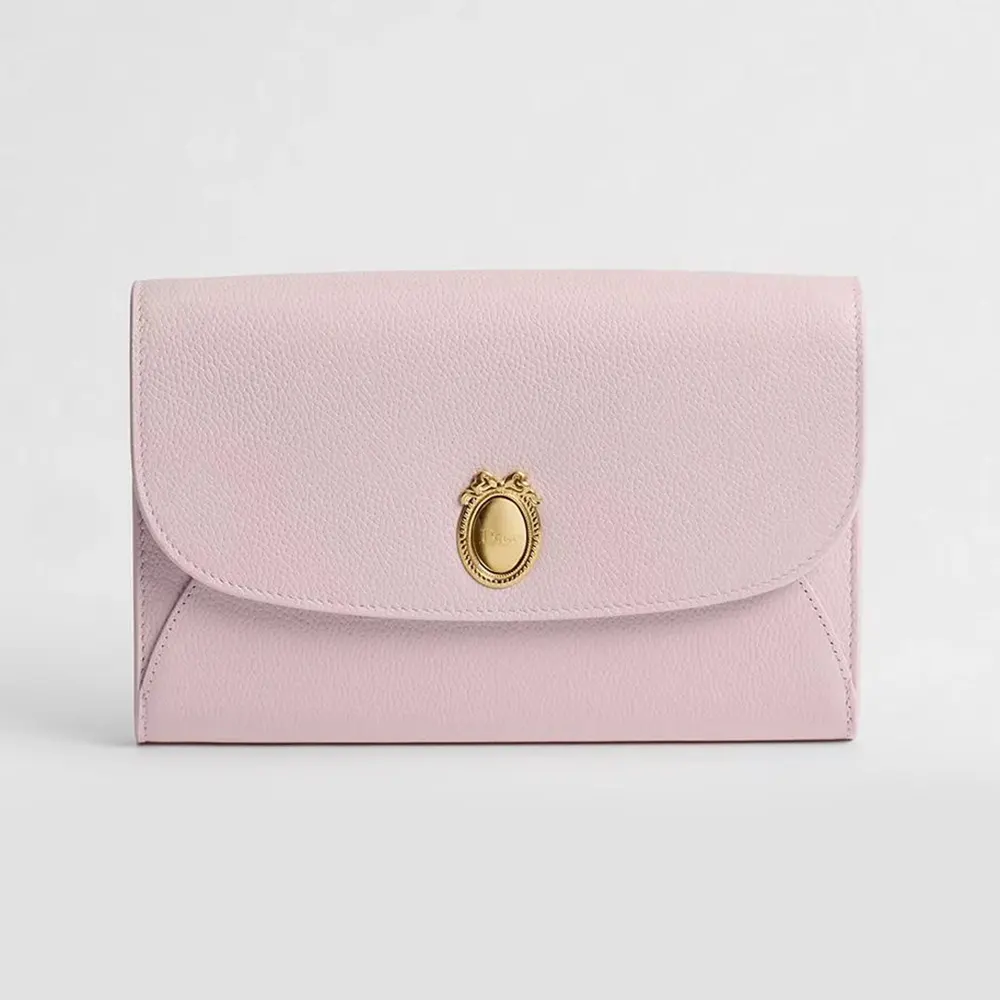 Dior Women Médaillon Envelope Pouch with Strap Rose Tendre and Gris Pietro Grained Calfskin (1) Dior Women Médaillon Envelope Pouch with Strap Rose Tendre and Gris Pietro Grained Calfskin