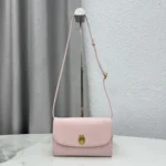Dior Women Médaillon Envelope Pouch with Strap Rose Tendre and Gris Pietro Grained Calfskin