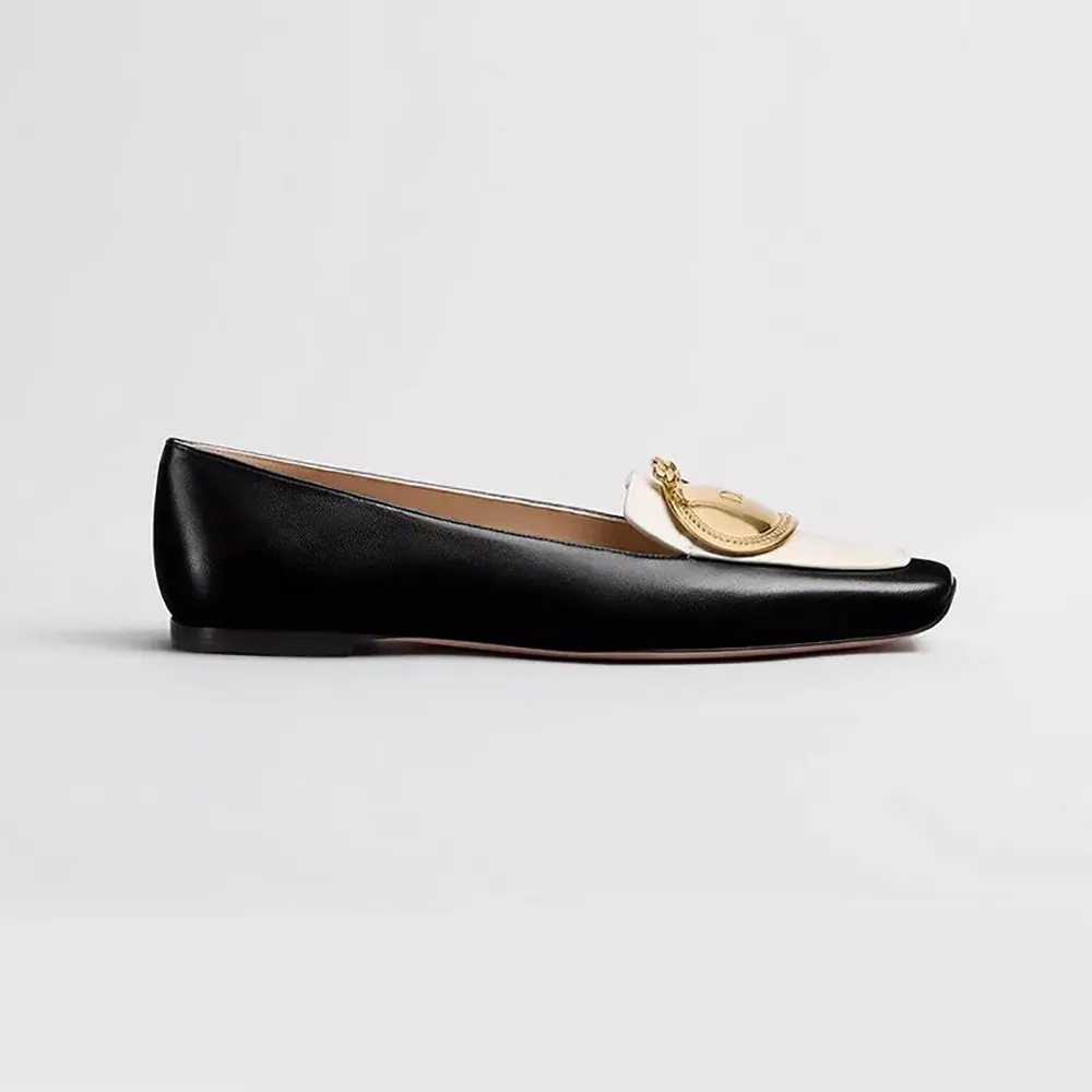 Dior Women Médaillon Loafer Black and White Lambskin KDF215LAB (1) Dior Women Médaillon Loafer Black and White Lambskin KDF215LAB