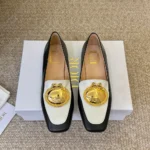 Dior Women Médaillon Loafer Black and White Lambskin KDF215LAB
