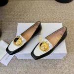 Dior Women Médaillon Loafer Black and White Lambskin KDF215LAB