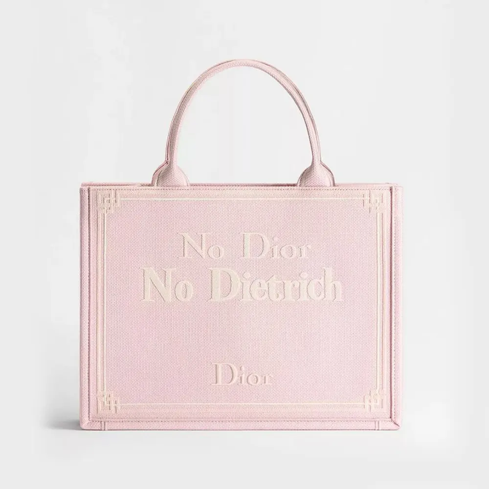 Dior Women Medium Dior Book Tote with Strap Rose Tendre No Dior No Dietrich Embroidery (1) Dior Women Medium Dior Book Tote with Strap Rose Tendre No Dior No Dietrich Embroidery