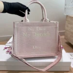 Dior Women Medium Dior Book Tote with Strap Rose Tendre No Dior No Dietrich Embroidery