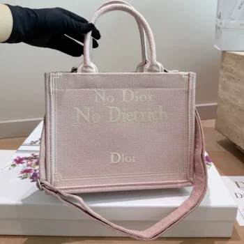 Dior Women Medium Dior Book Tote with Strap Rose Tendre No Dior No Dietrich Embroidery