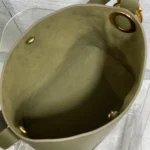Dior Women Medium Dior Médaillon Bucket Bag Khaki Grained Calfskin