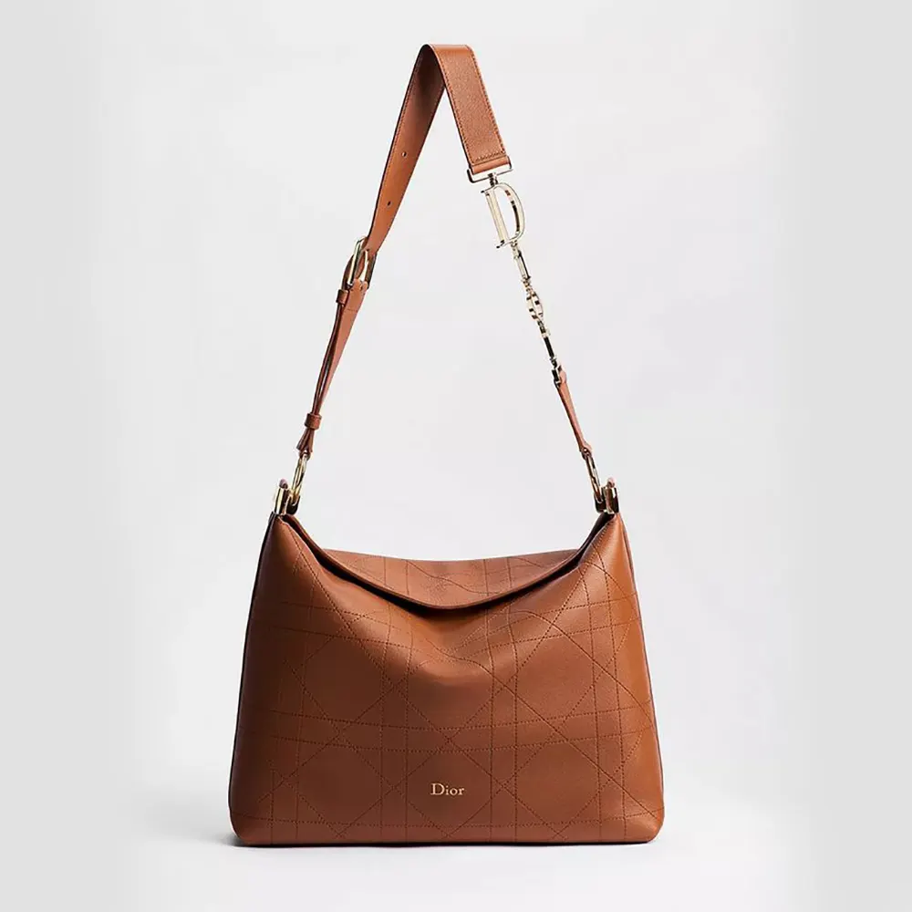 Dior Women Medium Diorly Bag Marron Bobby Flat Macrocannage Grained Calfskin M1412OUVK (1) Dior Women Medium Diorly Bag Marron Bobby Flat Macrocannage Grained Calfskin M1412OUVK