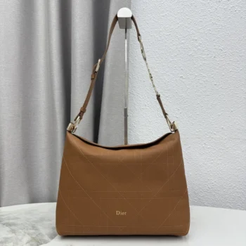 Dior Women Medium Diorly Bag Marron Bobby Flat Macrocannage Grained Calfskin M1412OUVK