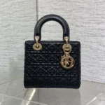 Dior Women Lady Dior Dioramour Bag Black Cannage Lambskin with Star Motif