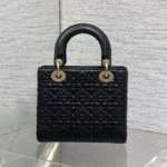 Dior Women Lady Dior Dioramour Bag Black Cannage Lambskin with Star Motif