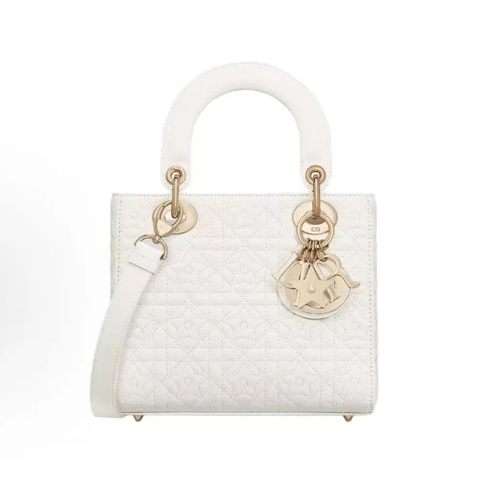Dior Women Mini Lady Dior Dioramour Bag Latte Cannage Lambskin with Star Motif (1) Dior Women Lady Dior Dioramour Bag Latte Cannage Lambskin with Star Motif