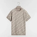Dior Women Oblique T-Shirt Regular Fit Beige Cotton-Wool-Silk Jacquard 693M619A7040
