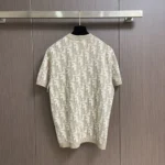 Dior Women Oblique T-Shirt Regular Fit Beige Cotton-Wool-Silk Jacquard 693M619A7040
