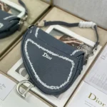 Dior Women Saddle Bag with Strap Blue and White Book Cover Embroidery M0469VEHQ