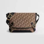 Small Dior Jett Messenger Bag with Flap Brown Dior Oblique Jacquard