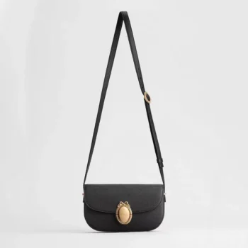 Dior Women Small Dior Médaillon Flap Bag Black Grained Calfskin M3919QDWP