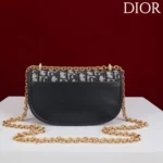 Dior Women Small Dior Médaillon Flap Bag with Chain Blue Dior Oblique Jacquard