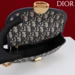Dior Women Small Dior Médaillon Flap Bag with Chain Blue Dior Oblique Jacquard