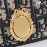 Dior Women Small Dior Médaillon Flap Bag with Chain Blue Dior Oblique Jacquard