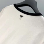 Dior Women T-Shirt White and Black Cotton and Linen Jersey 513T07B4222