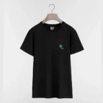 Dior Women T-Shirt with Dior Clover Embroidery Regular Fit Black Cotton Jersey