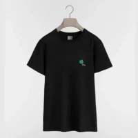 Dior Women T-Shirt with Dior Clover Embroidery Regular Fit Black Cotton Jersey