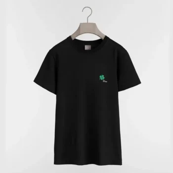 Dior Women T-Shirt with Dior Clover Embroidery Regular Fit Black Cotton Jersey