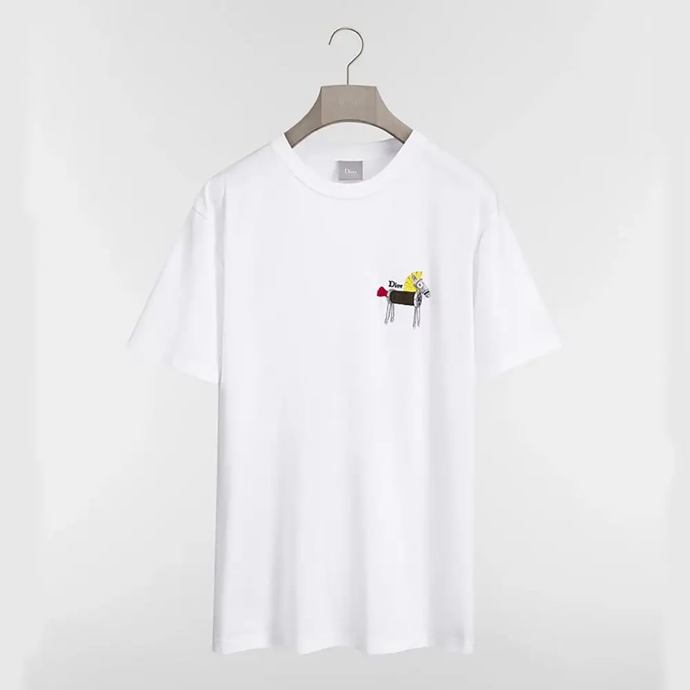 Dior Women T-Shirt with Horse Embroidery Relaxed Fit White Cotton Jersey 683J624A0677 (1) Dior Women T-Shirt with Horse Embroidery Relaxed Fit White Cotton Jersey 683J624A0677