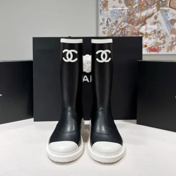 Chanel Women CC Monogram Bicolor Rain Boots-Black/White