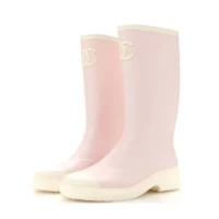 Chanel Women CC Monogram Bicolor Rain Boots-Pink