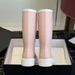 Chanel Women CC Monogram Bicolor Rain Boots-Pink