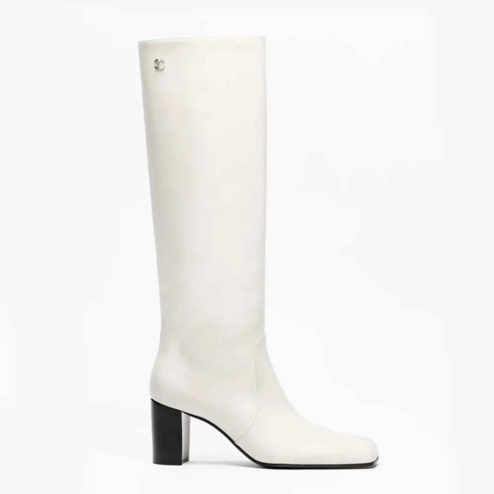 Chanel Women High Boots Calfskin-White G47497 (1) Chanel Women High Boots Calfskin-White G47497 - Image 1