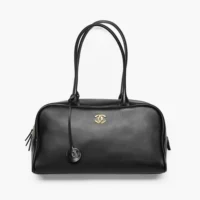 Chanel Women Large Bowling Bag Calfskin Gold Tone Metal AS6211