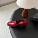Chanel Women Moccasins Shiny Calfskin-Burgundy G47492 - Image 6