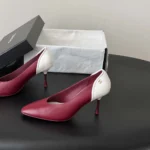 Chanel Women Pumps Lambskin & Calfskin-Burgundy & White G47474