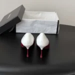 Chanel Women Pumps Lambskin & Calfskin-Burgundy & White G47474